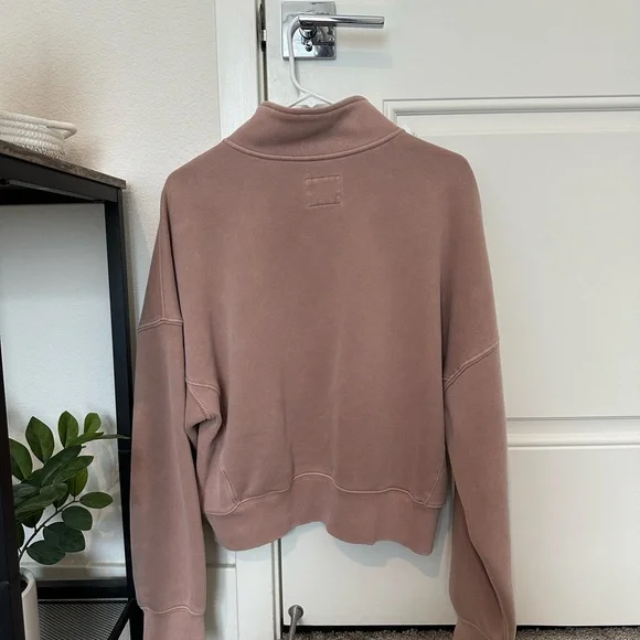 Abercrombie Half Zip Sweatshirt Light Pink/Brown - Picture 4 of 5